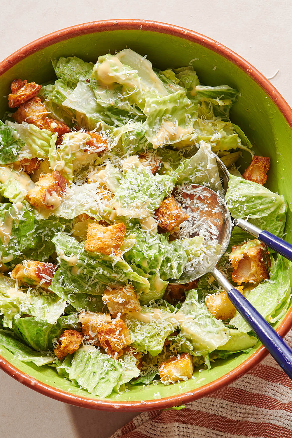 Classic Caesar Salad with Homemade Dressing and Crunchy Croutons